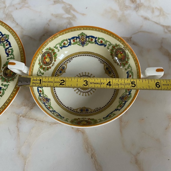 Empire Mustard by ROYAL WORCESTER. Flat Cream Soup Bowl & Saucer Set. - Picture 6 of 9